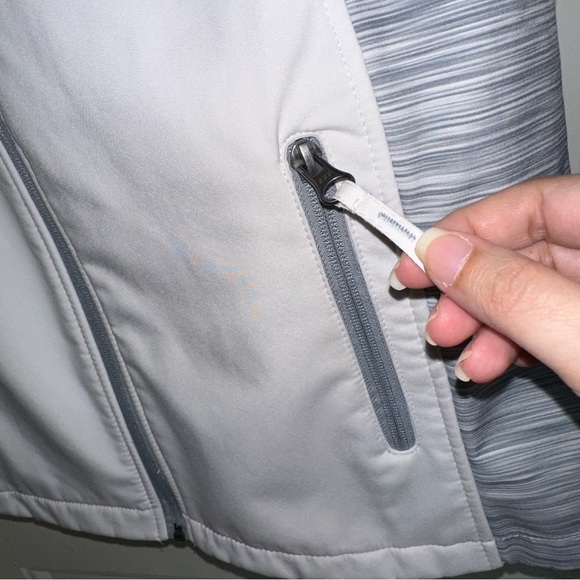 Free Tech White gray hooded zippered jacket women S - Picture 6 of 12